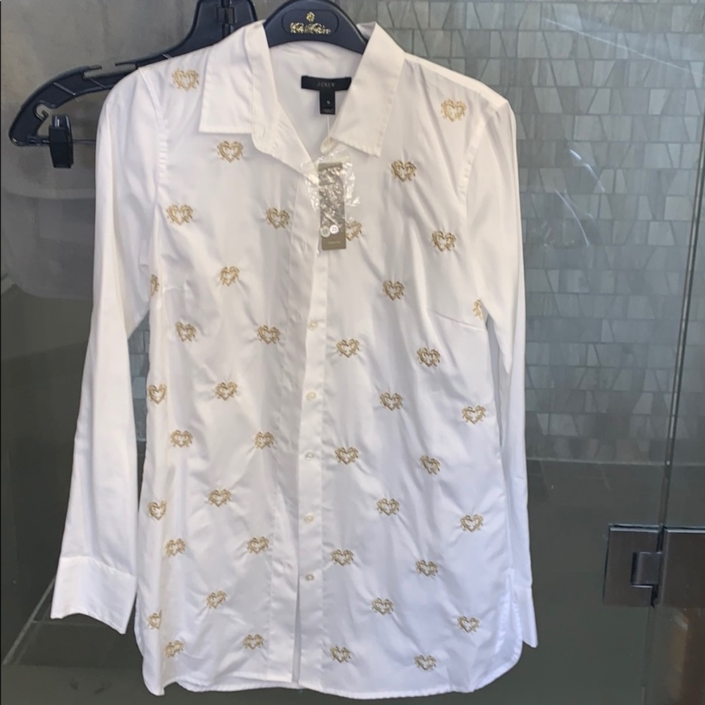 J.crew embroidered white button up